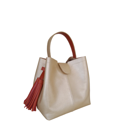 Lucia small leather bag for women gold