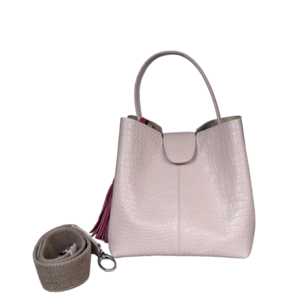 Lucia small leather bag for women, nude reptile