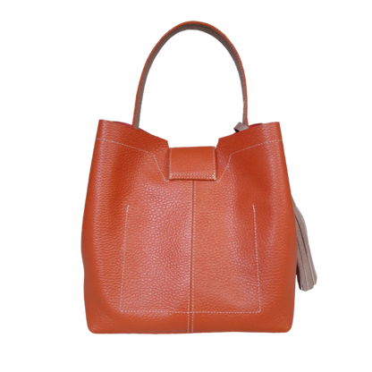 Camila large leather bag for women in ginger color