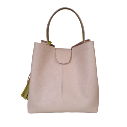 Camila large leather bag for women in nude color