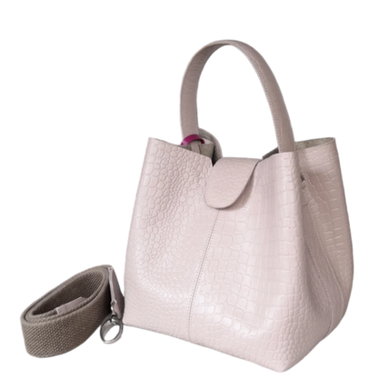 Bolso grande en cuero para mujer Camila reptil nude