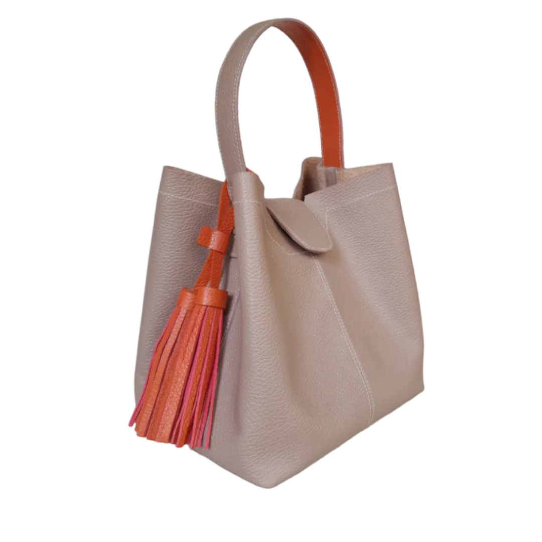 Bolso grande en cuero para mujer Camila color taupe