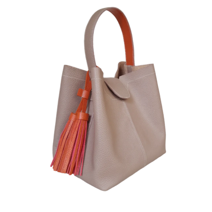 Bolso grande en cuero para mujer Camila color taupe