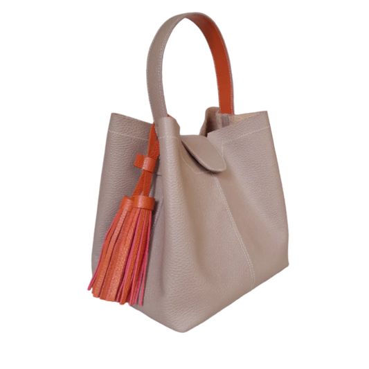 Bolso grande en cuero para mujer Camila color taupe