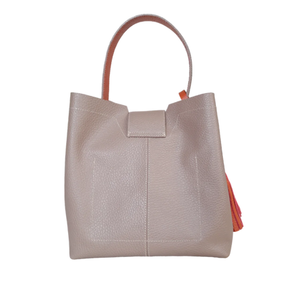 Camila large leather bag for women in taupe color