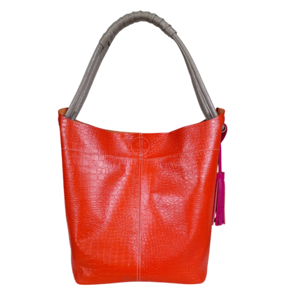 Bolso en cuero para mujer Elisa Reptil Naranja