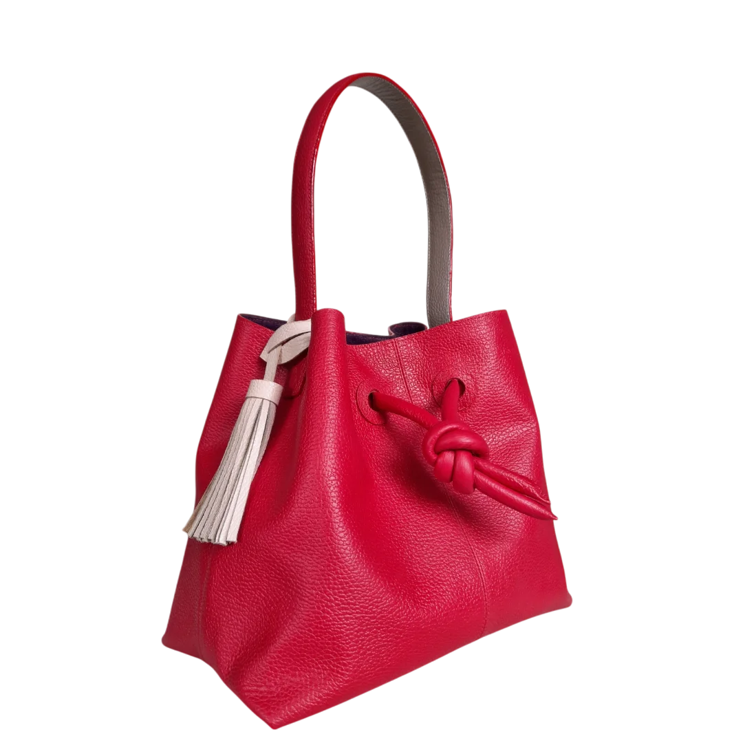 Bianca women's leather bag in red