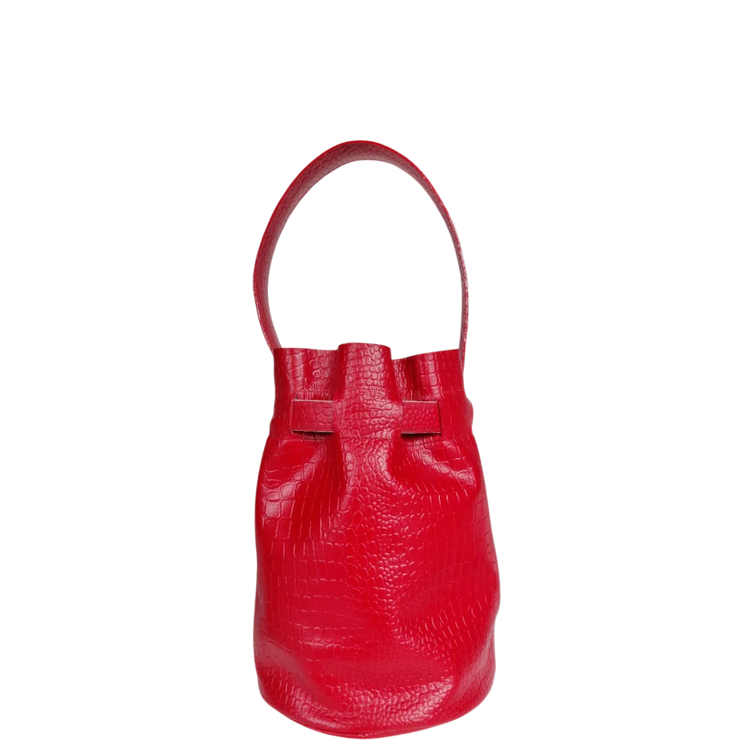 Bolso en cuero para mujer mediano Annete reptil rojo