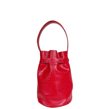 Bolso en cuero para mujer mediano Annete reptil rojo