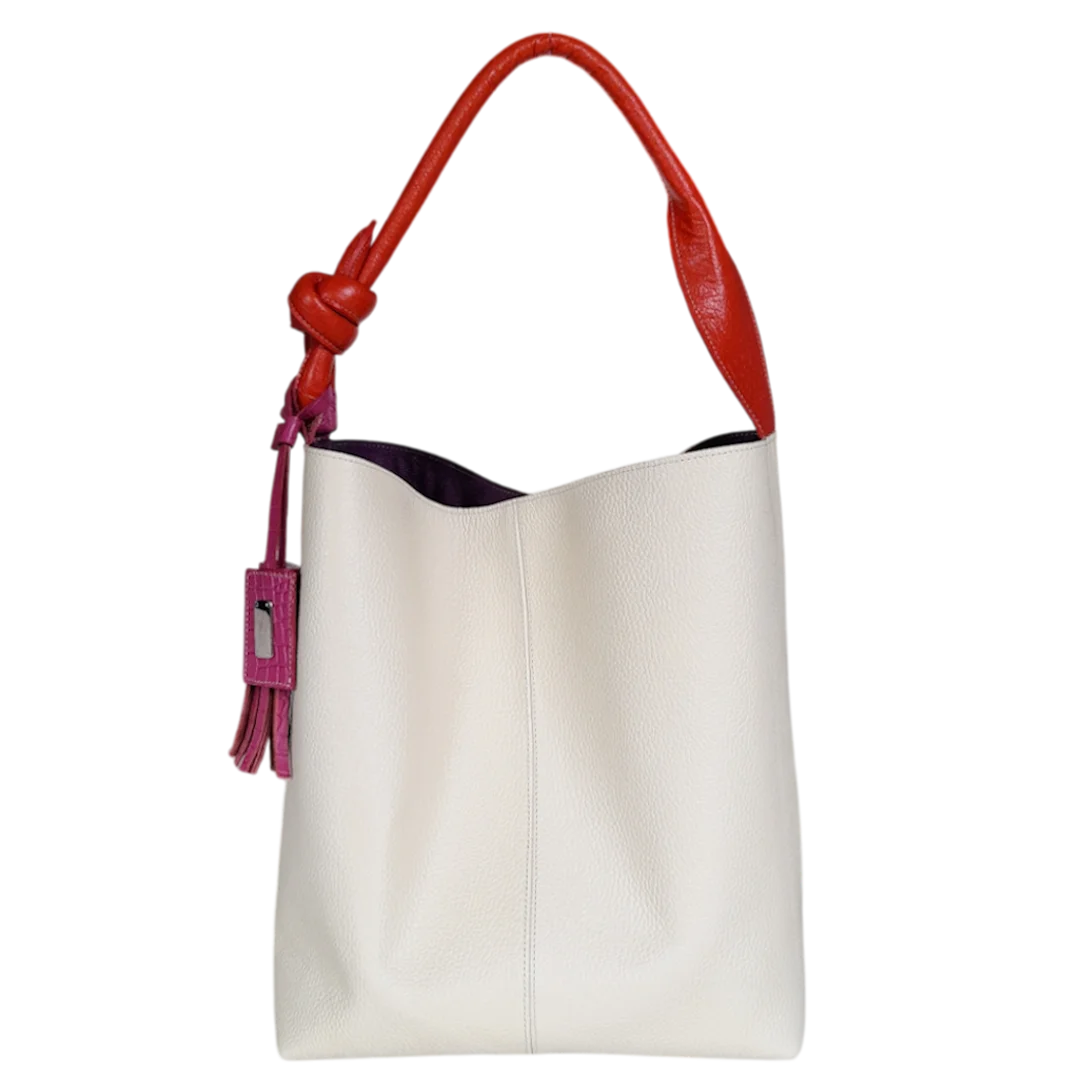 Beatrice women's leather bag in talcum colour