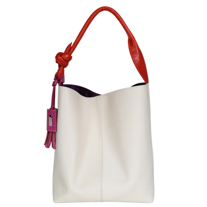 Beatrice women's leather bag in talcum colour