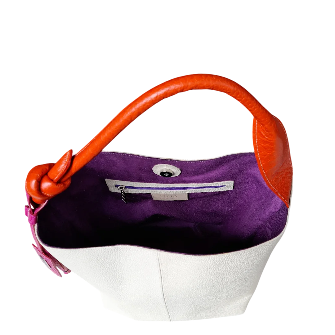 Bolso en cuero para mujer Beatrice color talco