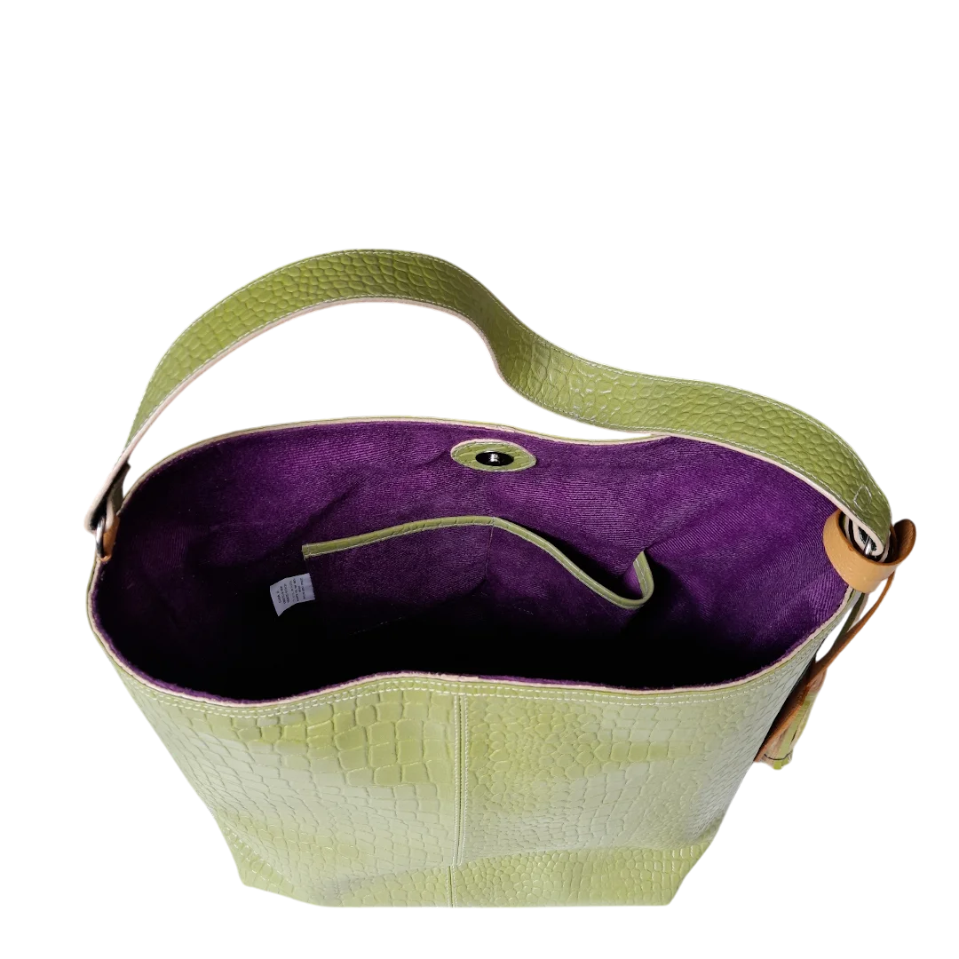 Bolso en cuero para mujer Colette reptil verde limon