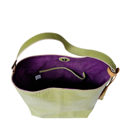 Bolso en cuero para mujer Colette reptil verde limon